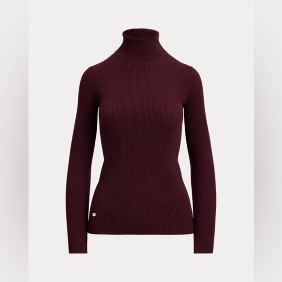 Lauren Ralph Lauren Ribbed Turtleneck Sweater, Dark Garnet, size XS - Picture 2 of 9